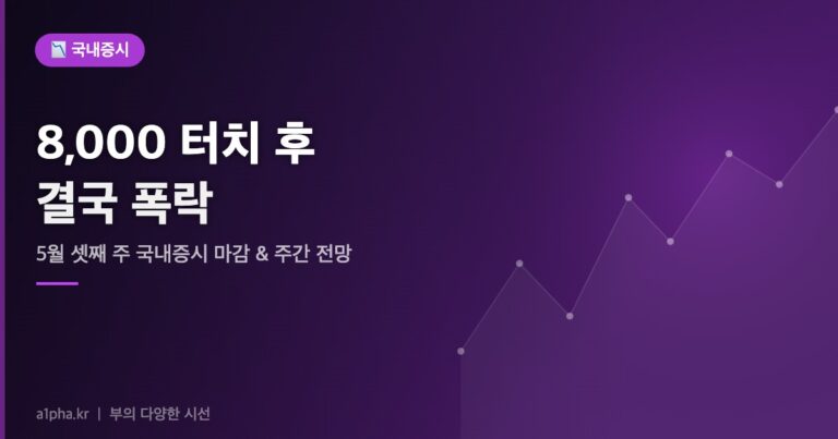 역사적 8,000 터치 후 폭락 — 5월 셋째 주 국내증시 마감 & 월요일 전망