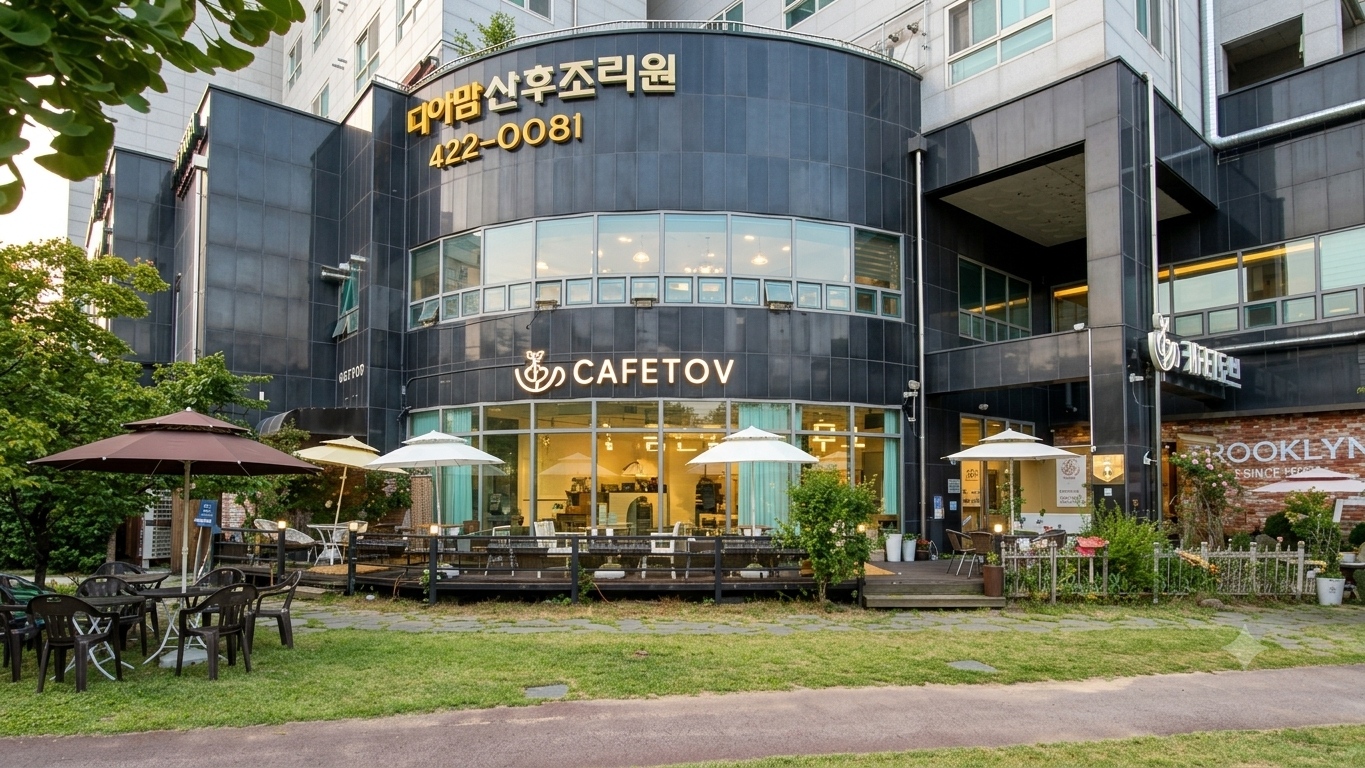안양 동편마을 카페거리 1층 상가 공원 뷰 테라스 전경